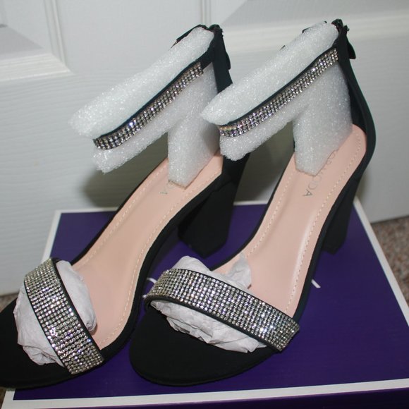 Rhinestoned Black Heels - Picture 2 of 5